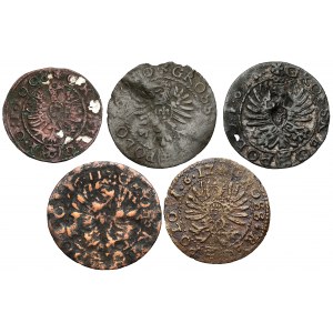 Sigismund III Vasa, Kraków 1608-1612 pennies - period forgeries (5pc)