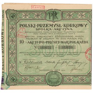 Polish Cork Industry, 10x 500 mkp 1922