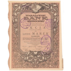 Warschauer Vereinigte Bank, Em.1, 1.000 mkp 1921