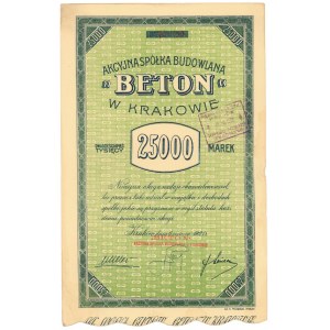 BETON Akc. Sp. Budowlana in Krakow, 25.000 mkp 06.1921