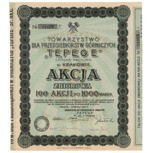 TEPEGE Tow. pre banské spoločnosti, 100x 1 000 mkp 1923