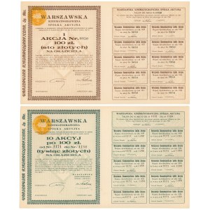 Warszawska Kinematograficzna Sp. Akc., 100 zł i 10x 100 zł 1930 (2szt) add