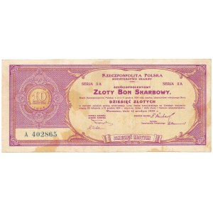 6% zlatá pokladniční poukázka, série II A - 10 PLN 1923