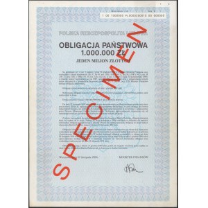 State Bond 1 million zloty 1989 - SPECIMEN
