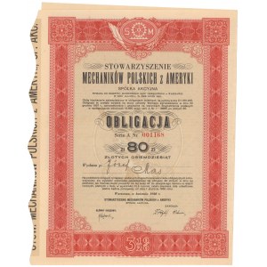 Sdružení polských mechaniků v Americe, dluhopis na 80 zlotých 1938