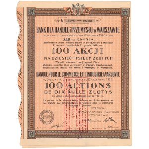 Banka pro obchod a průmysl, Em.13, 100x 100 zlotých 1928