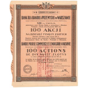 Bank for Trade and Industry, Em.13, 100x 100 zloty 1928