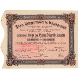 Credit Bank of Warsaw, 10x 1,000 mkp 1922