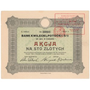 Banka KWILECKI, POTOCKI &amp; S-ka, Em.2, 100 PLN