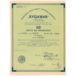 RYGAWAR Warszawsko-Ryska Fabryka Wyrobów Gumowych, Em.5, 50x 100 zł 1937 přidat