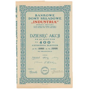 Bankovní depozitní domy INDUSTRIA, 10x 40 PLN 1927