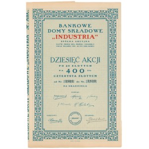 Bankowe Domy Składowe INDUSTRIA, 10x 40 zł 1927