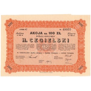 H. CEGIELSKI Tow. Akc., 100 zł 1929