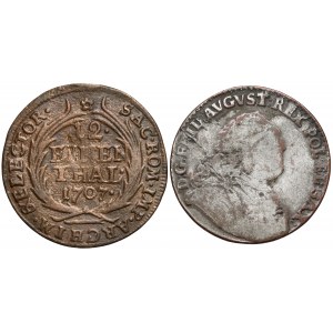 August II Mocny i III Sas, 1/12 talara 1707 i 1/6 talara 1763 - fałszerstwa z epoki (2szt)