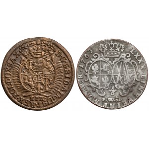 August II. der Starke und III. von Sachsen, 1/12 Taler 1707 und 1/6 Taler 1763 - Fälschungen der Zeit (2 St.)