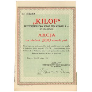 KILOF Public Works Company, 500 mkp 1922