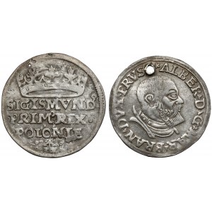 Sigismund I and Albrecht, Cracow 1527 penny and Königsberg 1535 trojak (2pcs)