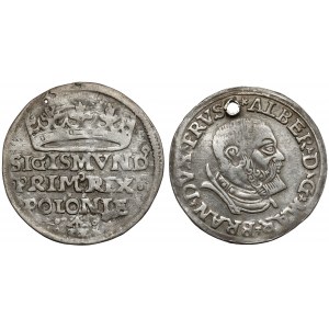 Sigismund I. und Albrecht, Grosz Kraków 1527 und Trojak Królewiec 1535 (2 St.)
