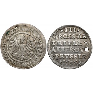 Zygmunt I i Albrecht, Grosz Kraków 1527 i Trojak Królewiec 1535 (2szt)