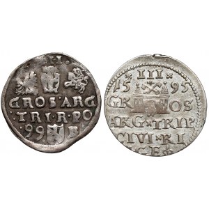 Žigmund III Vasa, Trojka Riga 1595 a Bydgoszcz 1599, sada (2ks)