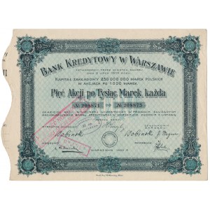 Varšavská úvěrová banka, 5x 1 000 mkp 1922