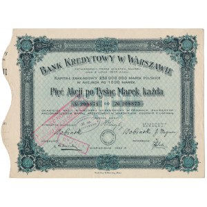 Credit Bank in Warsaw, 5x 1,000 mkp 1922