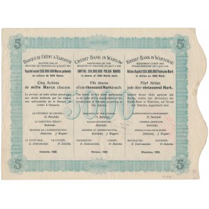 Varšavská úvěrová banka, 5x 1 000 mkp 1922