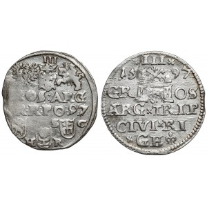 Zygmunt III Waza, Trojak Bydgoszcz i Ryga 1597 (2szt)