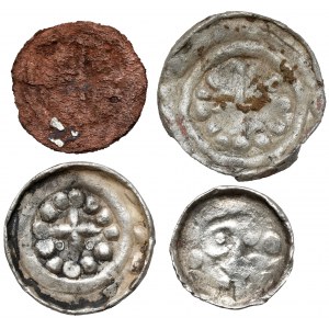 Cross denarii, including FALSEFICTS of the period - set (4pcs)