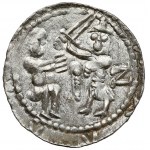 Ladislaus II the Exile, Denarius - Eagle and Hare - knight EN FACE, wearing helmet, with letter Z
