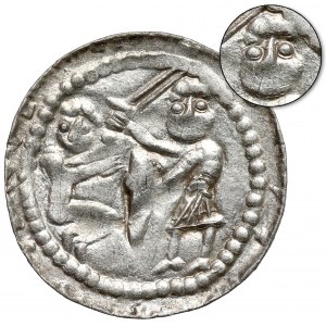 Ladislaus II the Exile, Denarius - Eagle and Hare - knight EN FACE (facing)