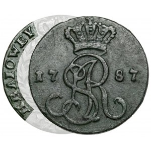 Poniatowski, 1787 E.B. penny. - OF KRAI COPPER