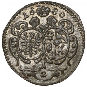 Sliezsko, Chrystian Ulrich I, 1/2 krajcar 1680, Olesnica - krásny