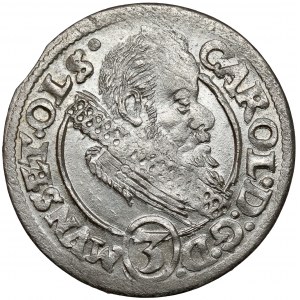 Śląsk, Karol II, 3 krajcary 1615 HT, Oleśnica - piękny