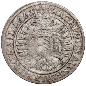 Slezsko, Leopold I, 15 krajcarů 1663 GH, Wrocław