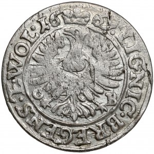 Schlesien, Chrystian Wołowski, 3 krajcary 1669 CB, Brzeg - neues Porträt