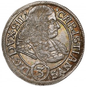 Schlesien, Chrystian Wołowski, 3 krajcary 1669 CB, Brzeg - schön