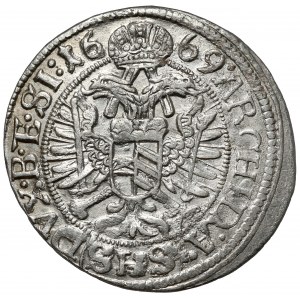 Sliezsko, Leopold I, 3 krajcary 1669 SHS, Wrocław