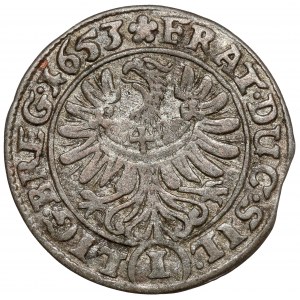 Slezsko, Tři bratři, 1 krajcar 1653, Brzeg