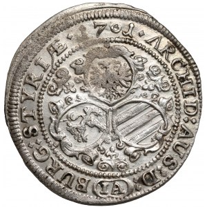Rakúsko, Leopold I, 3 krajcars 1701 IA, Graz