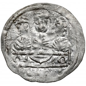 Bolesław IV Kędzierzawy, Denarius - Three behind the table - shield