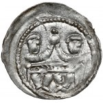 Boleslaw IV the Curly, Denarius - Two behind the table - MIRACLE and inverted S