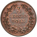 Powstanie Listopadowe, 3 grosze 1831 KG - łapy ZGIĘTE - rzadkość