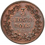 November Uprising, 3 pennies 1831 KG - paws BENT - rare