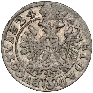 Sliezsko, Ferdinand II, 3 krajcary 1624 IIH, Nysa - vzácne