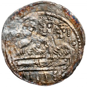 Boleslaw IV the Curly, Denarius - Three behind the table - letter E