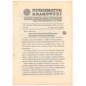 Numizmatyk Krakowski, Tom V, nr 9-12 1987 r.