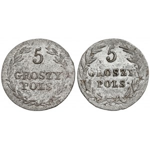 5 groszy polskich 1816? i 1827, zestaw (2szt)