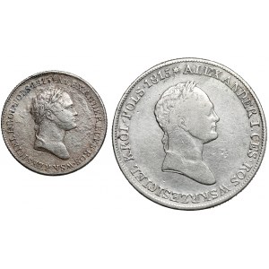 1 złoty 1828 FH (RZADKIE) i 5 złotych 1832 KG, zestaw (2szt)
