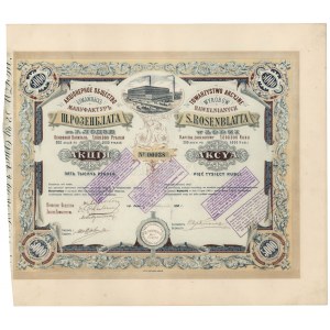 Towarzystwo Akcyjne Wyrobów Bawełnianych S. ROSENBLATTA in Łódź 5,000 rubles 1893